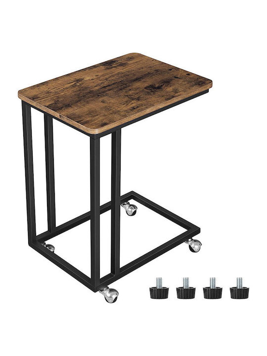 Ορθογώνιο Βοηθητικό Τραπεζάκι Ξύλινο με Ρόδες Καρυδί Μ50xΠ35xΥ61εκ. VASAGLE LNT50X