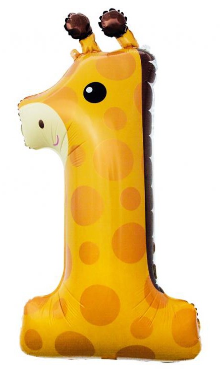 Number Giraffe Giraffe Number 1 Foil Balloon 80 cm