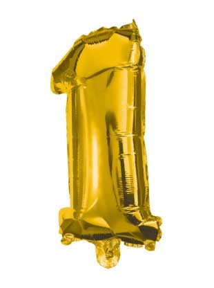 Number Gold, Mini Gold 1 Number Foil Balloon 33 cm