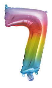 Number Multicolour Metallic Mini 7 Number Foil Balloon 34 cm