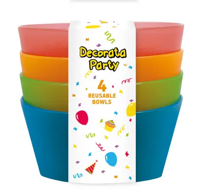 Colour semi-transparent plastic deep plate, set of 4