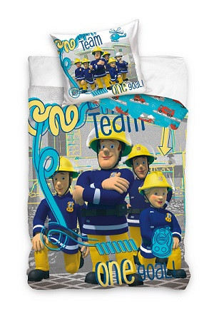 Fireman Sam Team Goal Bedding Set 140×200cm, 70x90 cm
