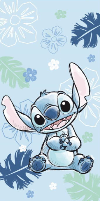 Disney Lilo and Stitch Ohana Blue Bath Towel, Beach Towel 70x140cm