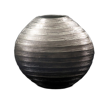 Μεταλλικό Πλακέ Βάζο Ασημί