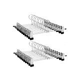 SONGMICS Μεταλλικές Κρεμάστρες Παντελονιών – Σετ 20 τεμαχίων Αντιολισθητικές κρεμάστρες με κλιπ για παντελόνια, φούστες & κάλτσες — 31 cm — Heavy-Duty — Ασημί & Μαύρο — CRI003-20