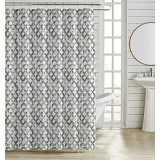 ΚΟΥΡΤΙΝΑ ΜΠΑΝΙΟΥ ΠΟΛΥΕΣΤΕΡΙΚΗ 180x200εκ 90gsm ΜΕ 12 ΚΡΙΚΟΥΣ ΓΕΩΜΕΤΡΙΚΟ ΜΟΤΙΒΟ ΣΕ ΓΚΡΙ ΧΡΩΜΑ ANKOR