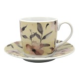 ANKOR Σετ Φλυτζανιών Καφέ 110ml Πορσελάνης με Φλοράλ Σχέδιο , Κομψό & Ρομαντικό 848409