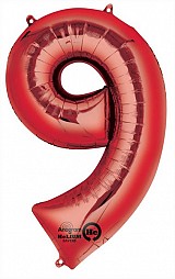 Number Giant Number 9 Red Foil Balloon 86*55 cm