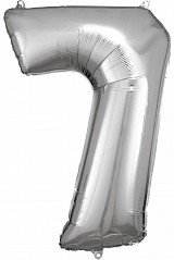 Number Giant Silver Number Foil Balloon 7, 83*55 cm