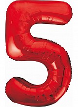 Number Red Red number 5 foil balloon 85 cm