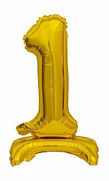 Number B&C Gold Gold mini number 1 foil balloon with base 38 cm