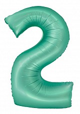 Number Mint Mat Mint-colored number 2 foil balloon 76 cm