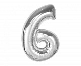 Number Silver Silver number 6 foil balloon 92 cm