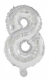 Number Mini 8 Silver Number Foil Balloon 33 cm