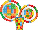 Bricks Lego-patterned dining set, micro plastic set