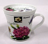 Πορσελάνινη Κούπα Με Καπάκι και Κλασικά Σχέδια Λουλουδιών