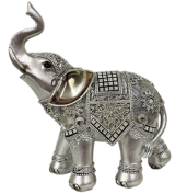 Διακοσμητικός Ελέφαντας Πολυεστερικός Σε Ασημί Χρώμα 17x7x19cm