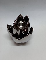 Κεραμικό Διακοσμητικό Ασημί Νούφαρο  11x11x14.5cm