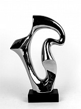 Κεραμικό Ασημί Διακοσμητικό Σχέδιο Αφηρημένο Σε Βάση 34.5cm