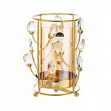 Κηροπήγιο Γυάλινο/ Μέταλλο Με Xρυσές Διακοσμητικές Διακλαδώσεις 11.8x11.8x19.2cm