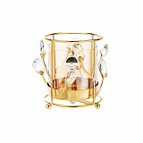 Κηροπήγιο Γυάλινο/ Μέταλλο Με Xρυσές Διακοσμητικές Διακλαδώσεις 11.8 x11.8x14cm