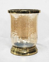 Γυάλινο Μελί Κηροπήγιο Με Μεταλλική Χρυσή Βάση 11.5x11.5x15cm