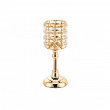 Μεταλλικό Γυάλινο Χρυσό Διακοσμητικό Κηροπήγιο 8x11x27.2cm