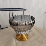 Διακοσμητικό Γυάλινο Μπωλ Με Μεταλλική Χρυσή Βάση Πόδι 21x22cm