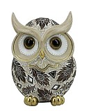 Διακοσμητική Κουκουβάγια Πολυεστερική Εκρού/Χρυσή/Καφέ  11x8x15.5cm