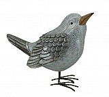 Πολυεστερικό Ασημί/Λευκό Διακοσμητικό Πουλάκι 18x9x16cm