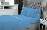 Σετ Σεντόνια LeBlanc Μονόχρωμα με Φυτίλι Polycotton 50/50 TC144 Blue Υπέρδιπλα με λάστιχο 160x200+35