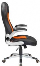 VELCO Pro Systems ΚΑΡΕΚΛΑ ΓΡΑΦΕΙΟΥ GAMING ΜΑΥΡΗ-ΠΟΡΤΟΚΑΛΙ- ΔΙΑΣΤΑΣΕΙΣ: 67x68x110/118cm- ΕΠΙΦΑΝΕΙΑ PU PVC