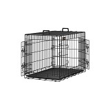 FEANDREA Dog Crate, Foldable, 92.5 cm Long, 2 Doors, L, Black PPD36H