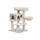 FEANDREA Cat Tree, Cat Tower with XXL Plush Perch, Cat Condo with Adjustable Units, Cat Toys, Extra Thick Posts Completely Wrapped in Sisal, Stable, Beige PCT01M