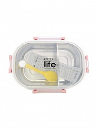 Ecolife Δοχείο Φαγητού Πλαστικό Light Pink Κατάλληλο για Φούρνο Μικροκυμάτων 900ml 33-BO-9073