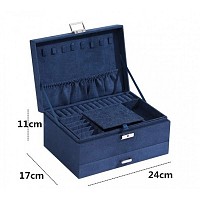 Κοσμηματοθήκη-Μπιζουτιέρα 3 Επιπέδων Velvet Navy Blue 24χ17χ11.5cm Maripel  PD119GRAN