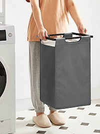 Vasagle Καλάθι Απλύτων με 2 Διαμερίσματα και Ράφι - 92L - Vintage Brown / Grey - BLH201G01