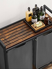 Vasagle Καλάθι Απλύτων με 2 Διαμερίσματα και Ράφι - 92L - Vintage Brown / Grey - BLH201G01