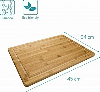 Navaris Natural Bamboo Wooden Chopping Board Ξύλινη Επιφάνεια Κοπής - 45 x 34 x 1.8 cm - Light Brown - 51502.01