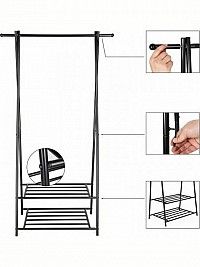 Μεταλλική Κρεμάστρα Ρούχων Δαπέδου 87.5 x 41 x 155 cm Χρώματος Μαύρο Songmics HSR05B
