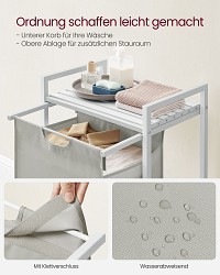 Vasagle Καλάθι Απλύτων Μεταλλικό 50x33x72cm Λευκό BLH101W01