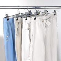 SONGMICS Μεταλλικές Κρεμάστρες Παντελονιών – Σετ 20 τεμαχίων Αντιολισθητικές κρεμάστρες με κλιπ για παντελόνια, φούστες & κάλτσες — 31 cm — Heavy-Duty — Ασημί & Μαύρο — CRI003-20