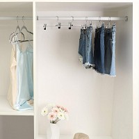 SONGMICS Μεταλλικές Κρεμάστρες Παντελονιών – Σετ 20 τεμαχίων Αντιολισθητικές κρεμάστρες με κλιπ για παντελόνια, φούστες & κάλτσες — 31 cm — Heavy-Duty — Ασημί & Μαύρο — CRI003-20