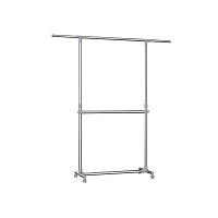 SONGMICS Ρυθμιζόμενη Κρεμάστρα Ρούχων με 2 Ράβδους – Υψηλή Αντοχή, Με Ρόδες, Ασημί LLR401