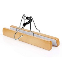 SONGMICS Σετ 12 Ξύλινες Κρεμάστρες Παντελονιών / Φουστών – Αντιολισθητικές, Περιστρεφόμενος Γάντζος 360°, Φυσικό Ξύλο CRW007-12