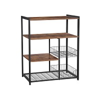 VASAGLE Ραφιέρα Κουζίνας Baker’s Rack – Kitchen Island με Καλάθια & Γάντζους, Industrial Style, Rustic Brown KKS96X