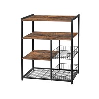 VASAGLE Ραφιέρα Κουζίνας Baker’s Rack – Kitchen Island με Καλάθια & Γάντζους, Industrial Style, Rustic Brown KKS96X