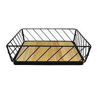 ΦΡΟΥΤΙΕΡΑ ΜΕΤΑΛΛΙΚΗ ΜΑΥΡΗ ΜΕ ΞΥΛΟ 28x28x7,6εκ. ANKOR