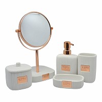 ΚΑΘΡΕΦΤΗΣ ΜΕΤΑΛΛΙΚΟΣ ΜΕ ΠΟΛΥΕΣΤΕΡΙΚΗ  ΒΑΣΗ ΚΑΙ ROSE GOLD ΔΙΑΚΟΣΜΗΣΗ 10x4,5x21εκ. ANKOR