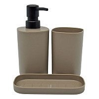 ΣΕΤ ΑΞΕΣΟΥΑΡ ΜΠΑΝΙΟΥ ΠΛΑΣΤΙΚΟ 3 ΤΕΜΑΧΙΩΝ ΣΕ TAUPE ΜΑΤ ΧΡΩΜΑ ANKOR